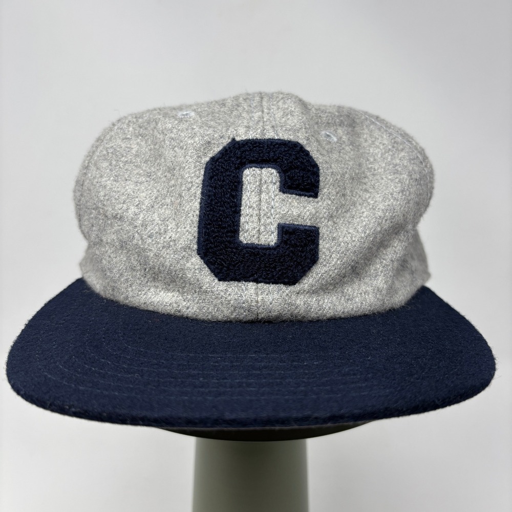 Converse All Star Wool Blend Strapback Hat Grey Navy Blue Chenille C Patch‎ Cap
